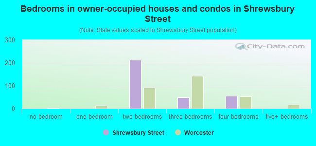 Bedrooms in owner-occupied houses and condos in Shrewsbury Street