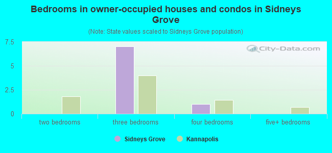 Bedrooms in owner-occupied houses and condos in Sidneys Grove