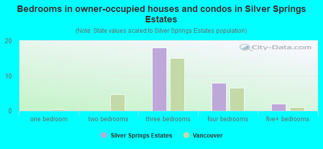 Bedrooms in owner-occupied houses and condos in Silver Springs Estates