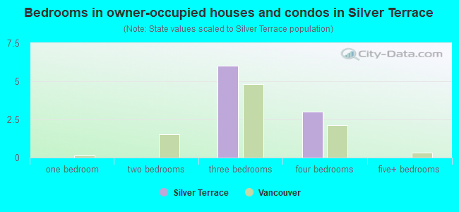 Bedrooms in owner-occupied houses and condos in Silver Terrace