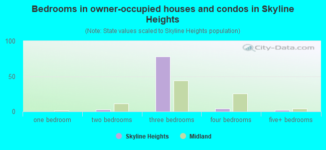Bedrooms in owner-occupied houses and condos in Skyline Heights