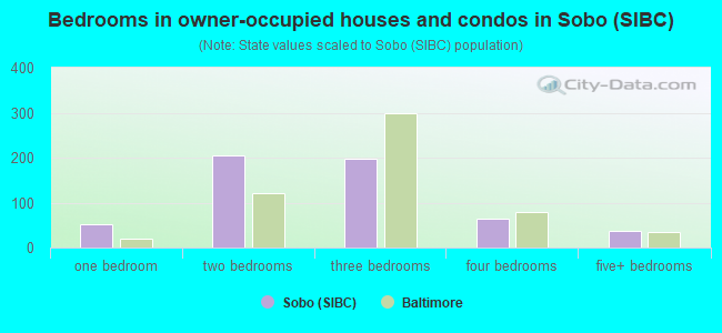 Bedrooms in owner-occupied houses and condos in Sobo (SIBC)