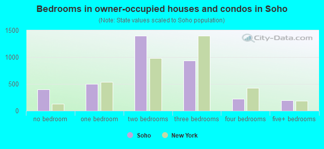 Bedrooms in owner-occupied houses and condos in Soho