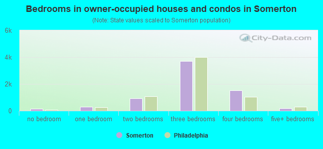 Bedrooms in owner-occupied houses and condos in Somerton