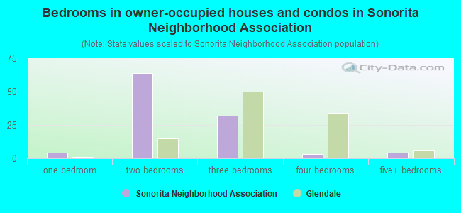 Bedrooms in owner-occupied houses and condos in Sonorita Neighborhood Association