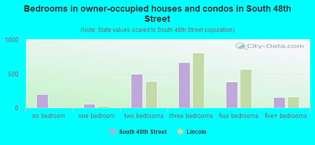 Bedrooms in owner-occupied houses and condos in South 48th Street
