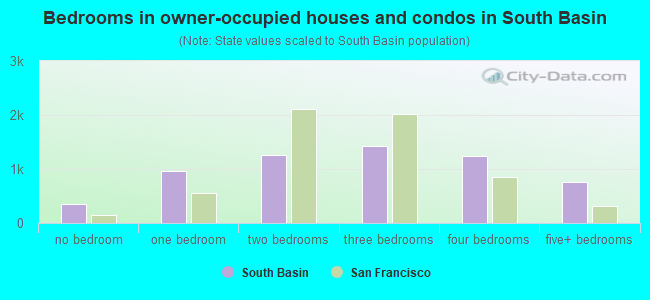 Bedrooms in owner-occupied houses and condos in South Basin