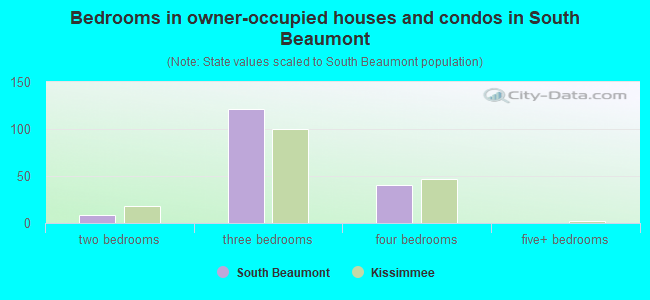 Bedrooms in owner-occupied houses and condos in South Beaumont