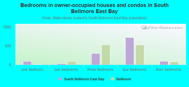 Bedrooms in owner-occupied houses and condos in South Bellmore East Bay
