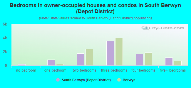 Bedrooms in owner-occupied houses and condos in South Berwyn (Depot District)