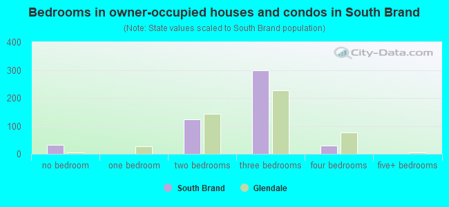 Bedrooms in owner-occupied houses and condos in South Brand