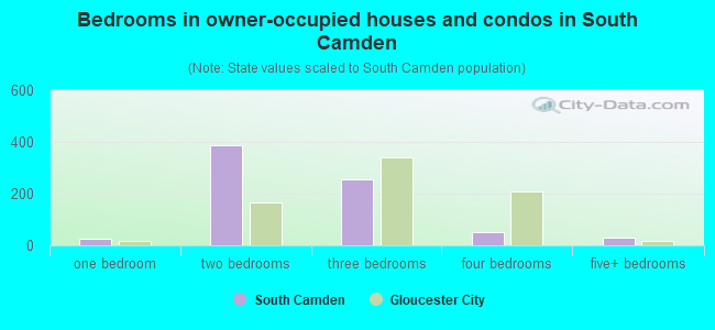 Bedrooms in owner-occupied houses and condos in South Camden