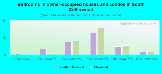 Bedrooms in owner-occupied houses and condos in South Collinwood