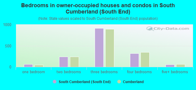 Bedrooms in owner-occupied houses and condos in South Cumberland (South End)
