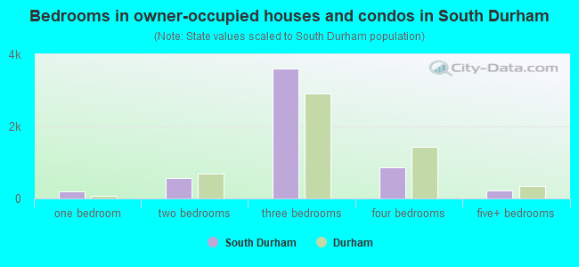 Bedrooms in owner-occupied houses and condos in South Durham