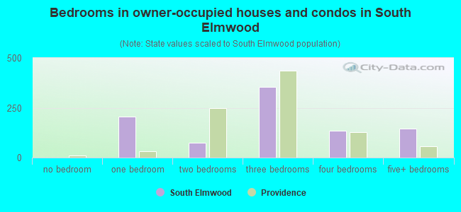 Bedrooms in owner-occupied houses and condos in South Elmwood