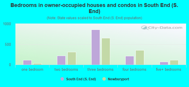 Bedrooms in owner-occupied houses and condos in South End (S. End)
