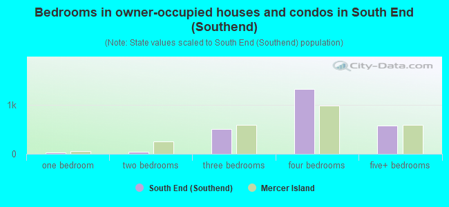 Bedrooms in owner-occupied houses and condos in South End (Southend)