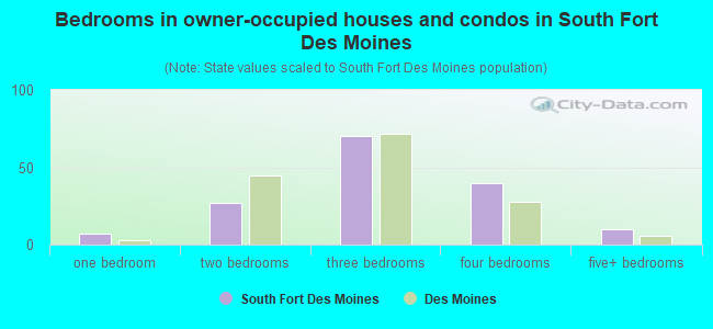 Bedrooms in owner-occupied houses and condos in South Fort Des Moines