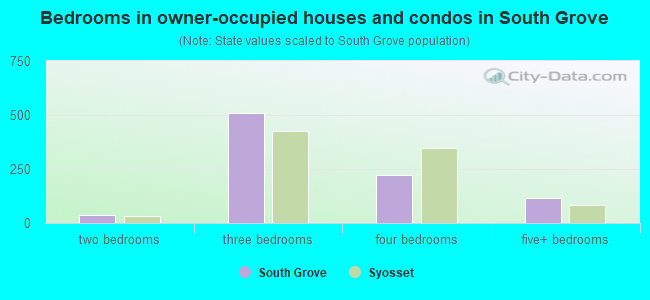 Bedrooms in owner-occupied houses and condos in South Grove