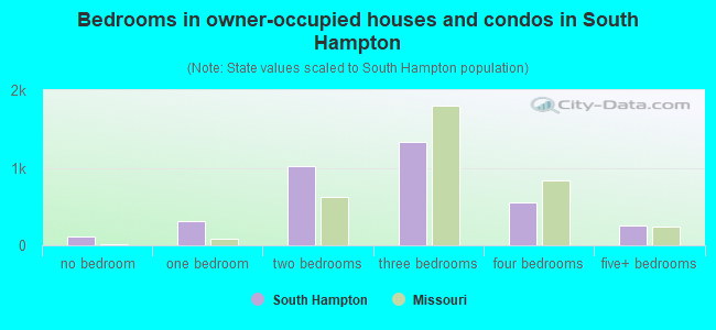 Bedrooms in owner-occupied houses and condos in South Hampton