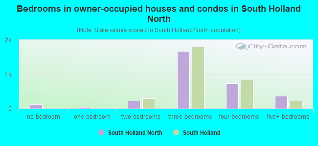 Bedrooms in owner-occupied houses and condos in South Holland North