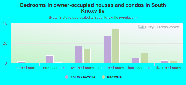 Bedrooms in owner-occupied houses and condos in South Knoxville