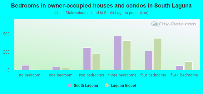 Bedrooms in owner-occupied houses and condos in South Laguna