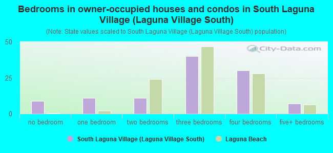 Bedrooms in owner-occupied houses and condos in South Laguna Village (Laguna Village South)