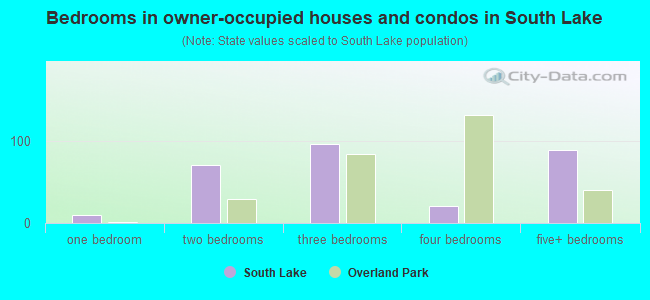Bedrooms in owner-occupied houses and condos in South Lake