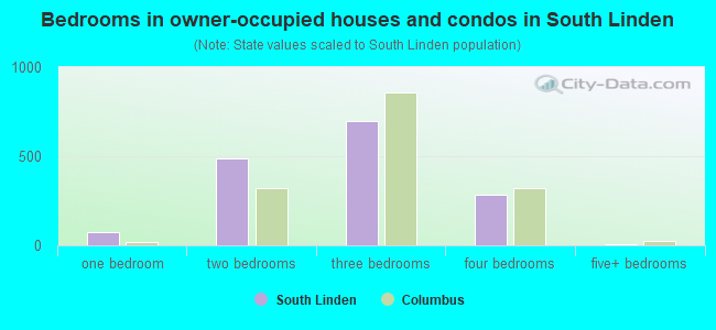 Bedrooms in owner-occupied houses and condos in South Linden