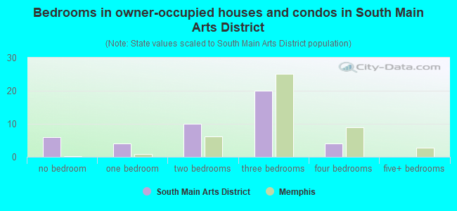 Bedrooms in owner-occupied houses and condos in South Main Arts District