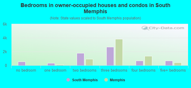 Bedrooms in owner-occupied houses and condos in South Memphis