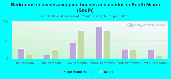 Bedrooms in owner-occupied houses and condos in South Miami (South)