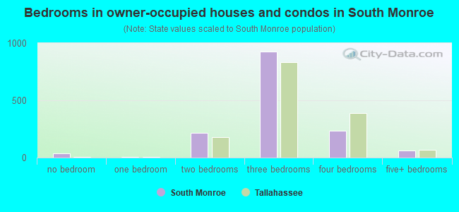 Bedrooms in owner-occupied houses and condos in South Monroe