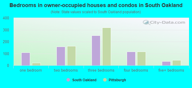 Bedrooms in owner-occupied houses and condos in South Oakland