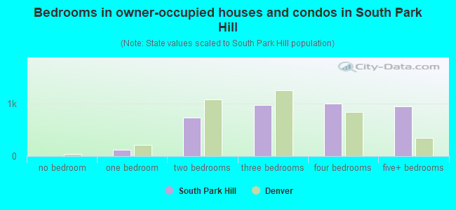 Bedrooms in owner-occupied houses and condos in South Park Hill