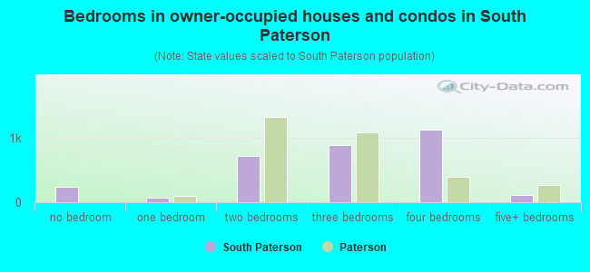 Bedrooms in owner-occupied houses and condos in South Paterson