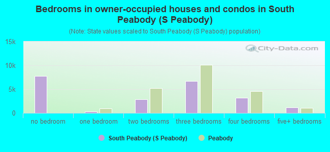 Bedrooms in owner-occupied houses and condos in South Peabody (S Peabody)