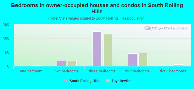 Bedrooms in owner-occupied houses and condos in South Rolling Hills