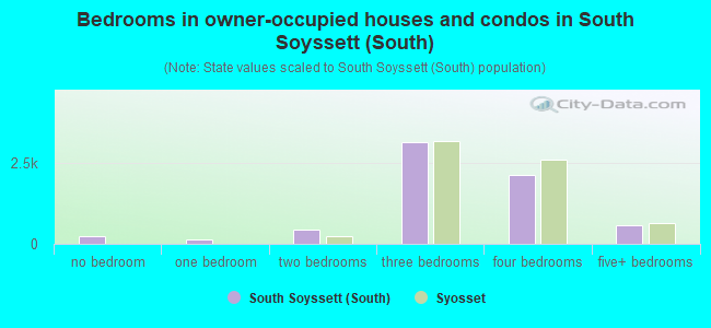 Bedrooms in owner-occupied houses and condos in South Soyssett (South)