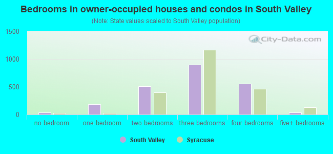 Bedrooms in owner-occupied houses and condos in South Valley