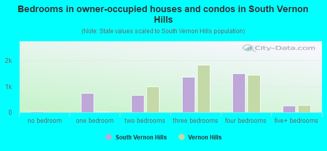 Bedrooms in owner-occupied houses and condos in South Vernon Hills