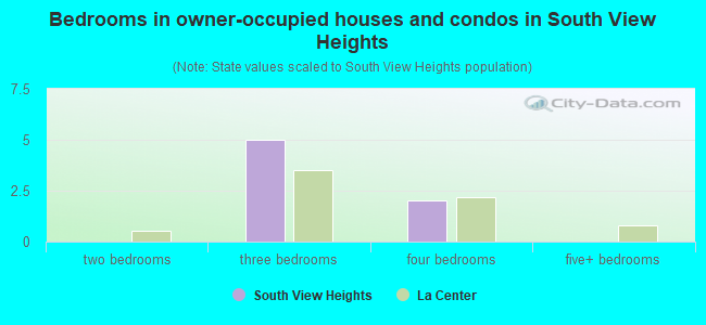 Bedrooms in owner-occupied houses and condos in South View Heights