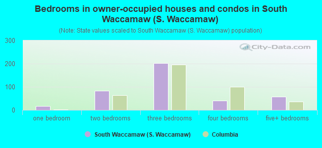 Bedrooms in owner-occupied houses and condos in South Waccamaw (S. Waccamaw)