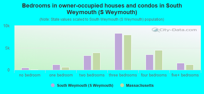 Bedrooms in owner-occupied houses and condos in South Weymouth (S Weymouth)