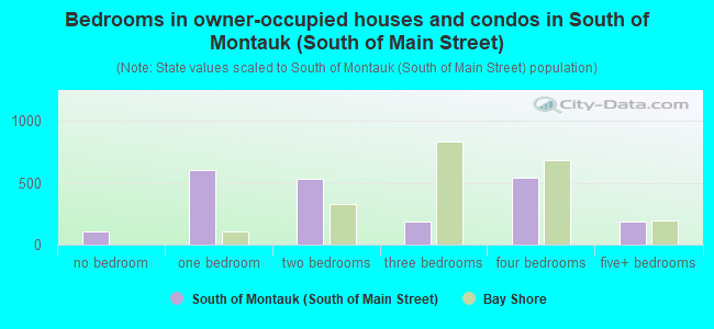 Bedrooms in owner-occupied houses and condos in South of Montauk (South of Main Street)