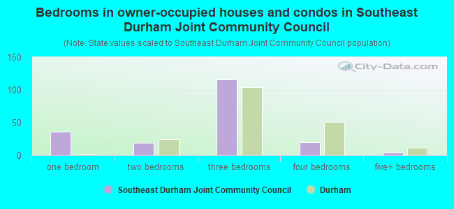Bedrooms in owner-occupied houses and condos in Southeast Durham Joint Community Council