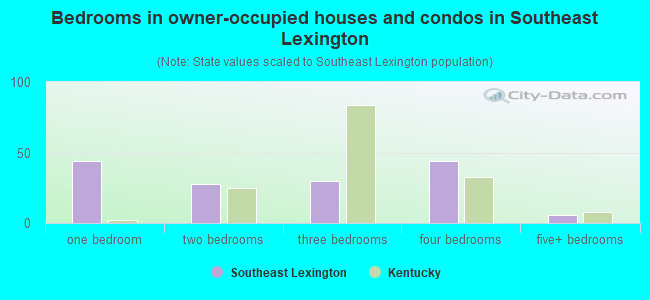 Bedrooms in owner-occupied houses and condos in Southeast Lexington