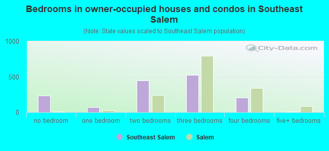 Bedrooms in owner-occupied houses and condos in Southeast Salem